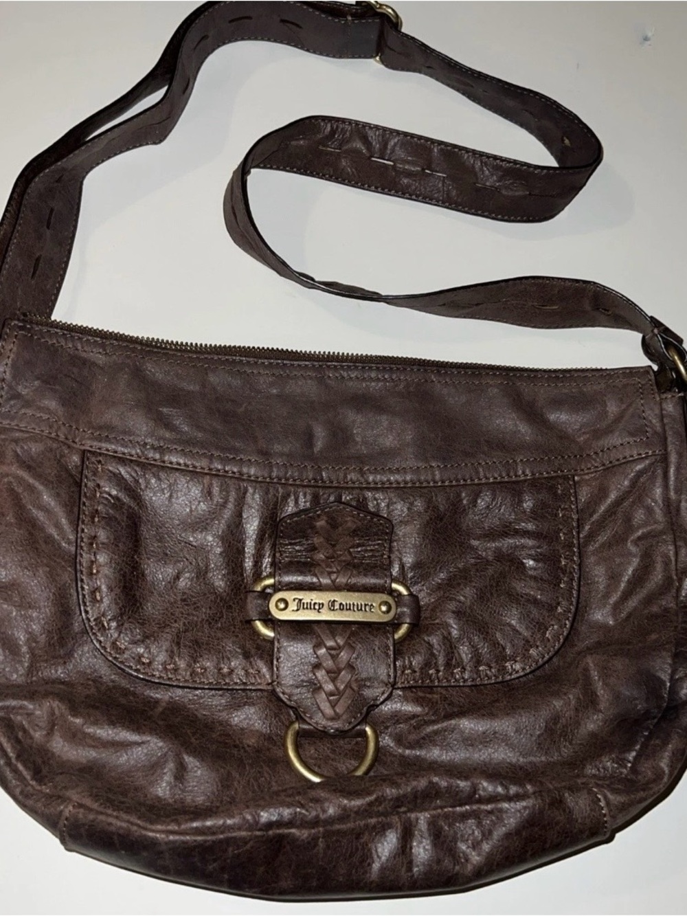 Juicy Couture Brown Soft Leather Crossbody Purse